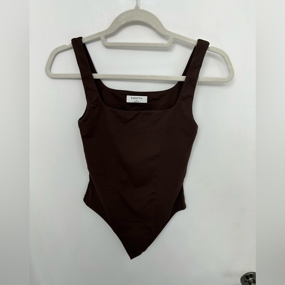 Aritzia Babaton Brown Squareneck Bodysuit